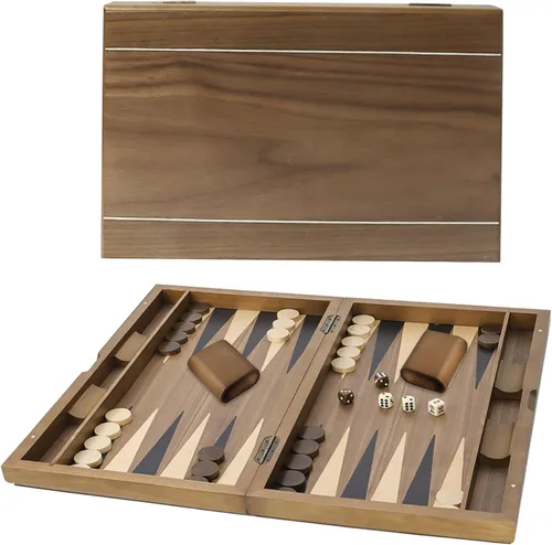 Miniatura 8 de GSE Games & Sports Expert Set de Juego de Mesa de Backgammon Plegable de Madera Magnética Premium con Incrustaciones, Juego de Mesa Portátil