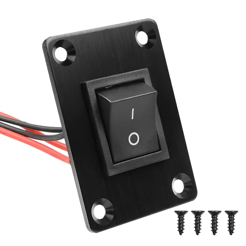 Miniatura 10 de 1 pieza Interruptor basculante negro KCD1 para barco, interruptor de panel SPST de 2 posiciones y 2 pines, 6A 250V CA 10A 125V CA, con 4 piezas