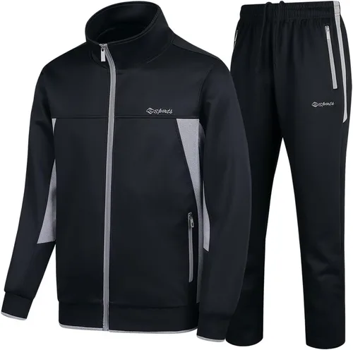 Conjunto deportivo casual de manga larga para hombre, conjunto deportivo con cremallera completa, chaqueta deportiva y pantalones para correr