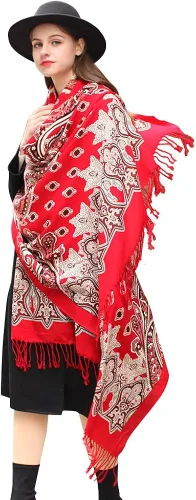 DANA XU 100% pura lana merino extra grande pashmina cachemira bufanda chal y envoltura para mujeres invierno manta floral de gran tamaño