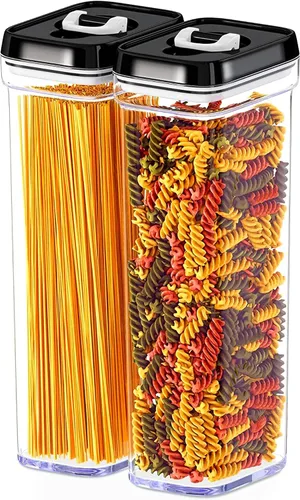 DWËLLZA KITCHEN Contenedores de almacenamiento de pasta herméticos para despensa – 2 contenedores de espagueti – Ideal para espaguetis y fideos, 04