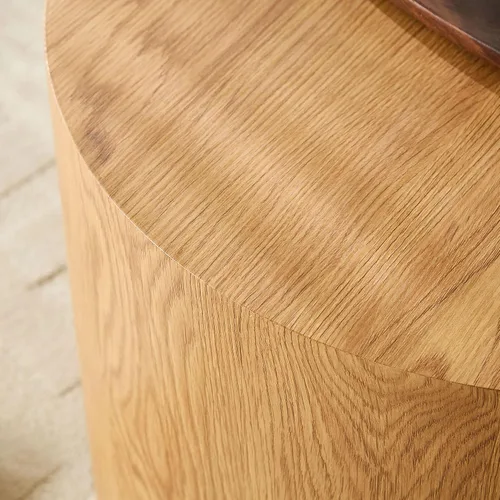 Miniatura 9 de WILLIAMSPACE Juego de 2 mesas de centro anidables, mesas de centro redondas de madera, mesa moderna circular para espacios pequeños, sala de estar