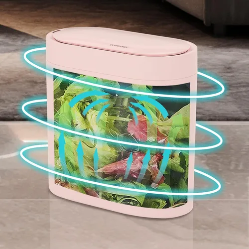 Miniatura 3 de SYNCVIBE Basurero de baño con tapa de 2 galones delgado con sensor de movimiento, cubo de basura de plástico automático estrecho para dormitorio