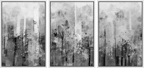 Miniatura 193 de wall26 Lienzo enmarcado para pared, juego de arte con trazos de pintura roja y naranja vibrante, paisaje, formas abstractas, ilustraciones, arte