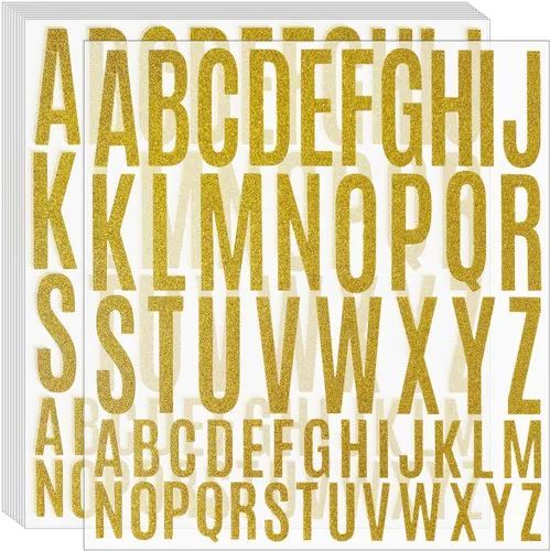 10 hojas de 520 piezas de letras autoadhesivas con brillantina para pegar en letras mayúsculas, letras adhesivas del alfabeto para decoración de