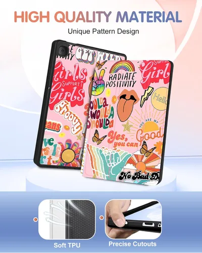 Miniatura 3 de Wazzasoft Funda para Samsung Galaxy Tab A7 Lite de 8.7 pulgadas para mujeres y niñas, funda folio femenino con citas kawaii, diseño genial, soporte