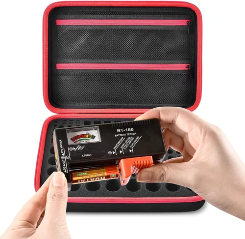 Miniatura 3 de Boobowl Estuche organizador de batería con probador – Caja de almacenamiento universal para más de 162 pilas AA AAA C D 9V – Diseño de espuma