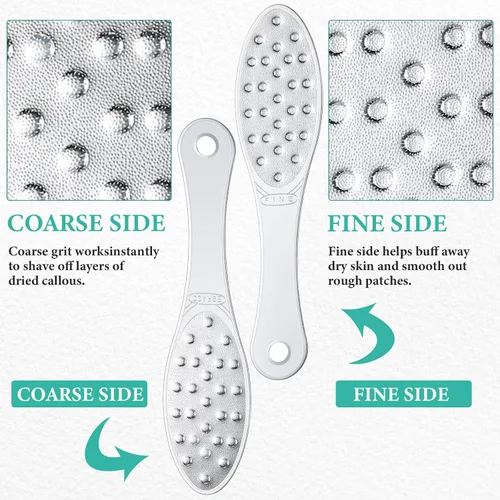 Miniatura 3 de 1 pieza de acero inoxidable para limas de pies, removedor de callos de doble cara, raspador de pie de metal para piel húmeda o seca, herramienta