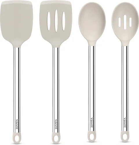 Miniatura 11 de Vayvnt Juego de utensilios de cocina de silicona para utensilios de cocina antiadherentes, juego de 4 espátulas de silicona y cuchara con mango