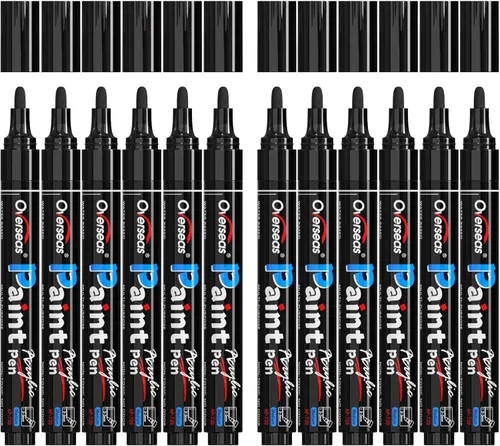 Miniatura 10 de Overseas Bolígrafos de pintura dorada, marcadores permanentes de pintura acrílica, paquete de 12 unidades, a base de agua, secado rápido, marcadores