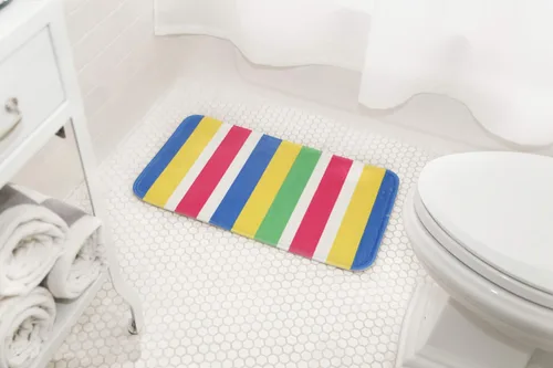 Miniatura 2 de Divertida alfombra de baño de ducha para niños a rayas coloridas (tapete de baño multicolor)