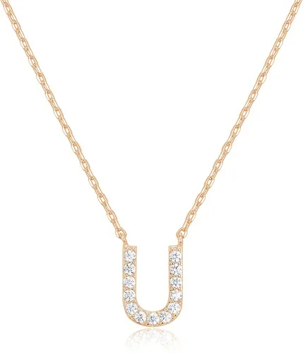 Miniatura 142 de PAVOI 14K White Gold Plated Cubic Zirconia Initial Necklace Letter Dainty Necklaces for Women