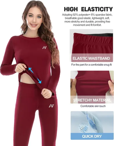 Miniatura 4 de MEETWEE Ropa interior térmica para mujer, Long Johns Ski para clima frío, capa base, cálida parte superior e inferior de invierno para correr