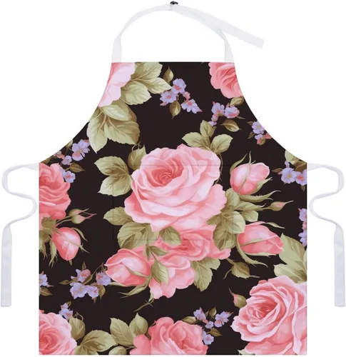 Miniatura 7 de Personalized Pink Rose Adult Apron, Kitchen Cooking Aprons for Woman Man, Adjustable Bib Apron with Pocket for Baking, BBQ Crafting Outdoors, Dining