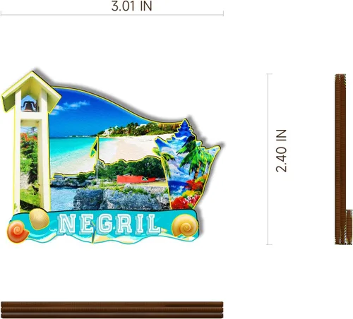 Miniatura 3 de Negril Jamaica - Imán de madera 3D para nevera, viajes, coleccionables, recuerdos, decoración, manualidades hechas a mano