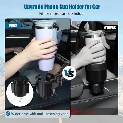 Miniatura 3 de Soportes para teléfono para portavasos de tu automóvil, soporte para teléfono celular 2 en 1 con soporte para tazas, base expandible, cuello