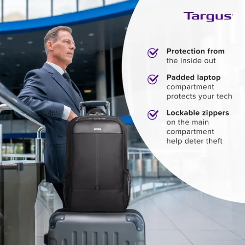 Miniatura 7 de Targus Mochila clásica para laptop de 17 pulgadas, se adapta a la mayoría de portátiles de hasta 17 pulgadas, mochila de viaje acolchada