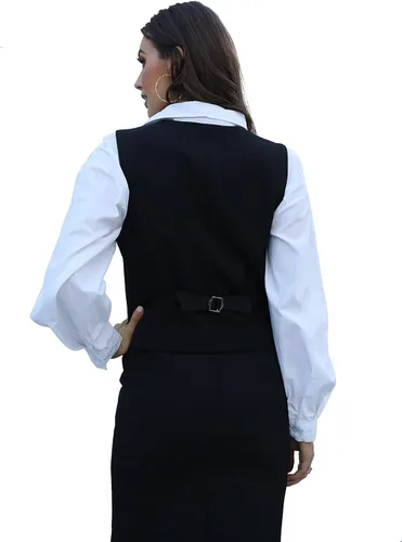 Miniatura 3 de V VOCNI - Chaleco con 4 botones y cuello en V para mujer