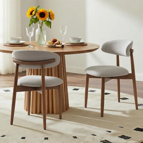 Miniatura 10 de COLAMY Mid-Century - Juego de 2 sillas de comedor de madera modernas, sillas de cocina tapizadas para interiores con asiento acolchado acogedor