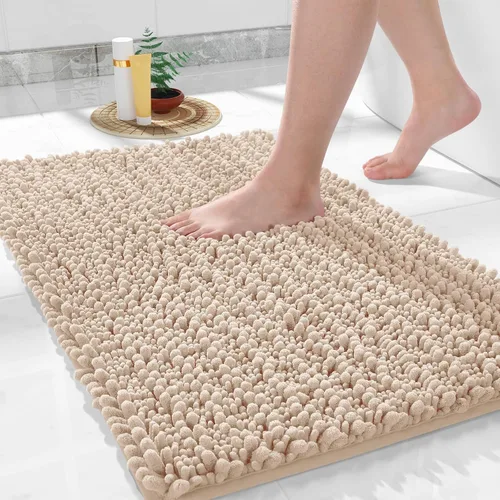 Miniatura 32 de Yimobra Alfombras de Baño Antideslizantes Lavables - Alfombra de Baño de Chenilla Ultra Suave Absorbente, Alfombra Peluda de Secado Rápido para Negro