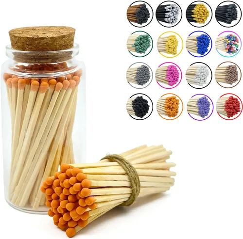 Miniatura 31 de Chandler Studio Fósforos en un frasco Más de 60 cerillas Fósforos decorativos con almohadilla de encendido Encendedor de velas largo