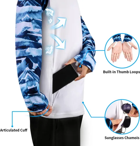 Miniatura 33 de Palmyth - Camiseta de pesca para hombre, con manga larga, protección solar ultravioleta FPU 50+, con bolsillo