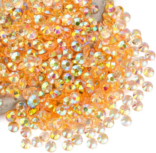 Miniatura 15 de Diamantes de imitación AB verdes a granel, 5000 piezas de diamantes de imitación de fondo plano redondos de gelatina AB sin fijación térmica, gemas