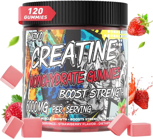 Miniatura 8 de Gomitas de monohidrato de creatina, 0.23 onzas, 120 unidades de constructor muscular para hombres y mujeres, suplemento de preentrenamiento