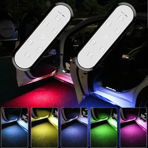 Luces de interior de coche para ambiente oscuro de 7 colores, luces interiores de coche, luz interior de coche LED tipo táctil, para lectura,