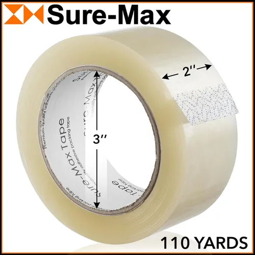 Miniatura 3 de Sure-Max Cinta de embalaje de cartón premium de 2.0 mil 330 pies (110 yardas), transparente, 1 caja (36 rollos en total)