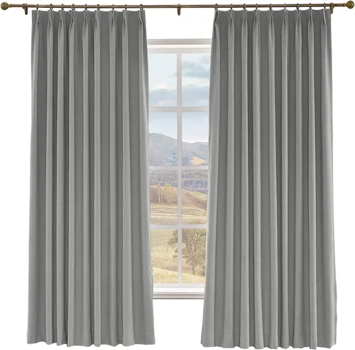 Miniatura 21 de Macochico Cortinas opacas de lino sintético de 52 pulgadas de ancho x 63 pulgadas de largo, panel de cortinas plisadas para dormitorio, aulas