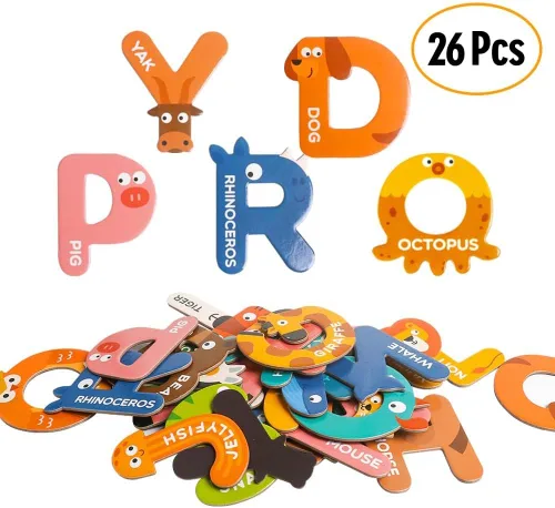 Miniatura 5 de JCREN Juguete de letras magnéticas jumbo de animales del alfabeto, imanes para nevera, alfabeto ABC mayúsculas, juego de juguetes para aprendizaje