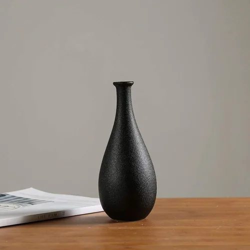 Miniatura 7 de ARTIBETTER Jarrón de cerámica negro de 7.87 x 3.34 pulgadas, simple jarrón decorativo para el hogar, oficina, escritorio, arreglos florales