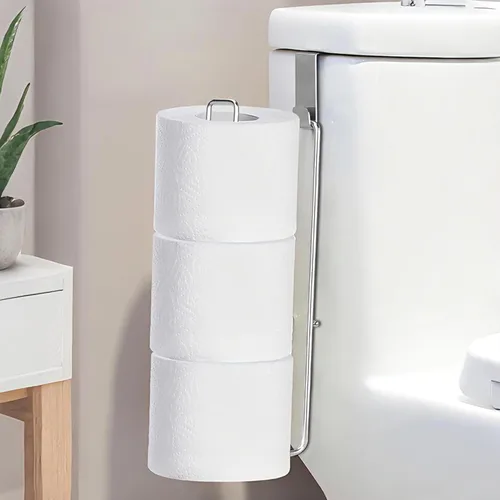 Miniatura 9 de Soporte de papel higiénico con almacenamiento extra de 4 rollos de papel higiénico, soporte de pared sobre el tanque, soporte de papel higiénico