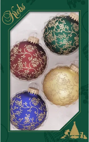 Miniatura 54 de Adornos de árbol de Navidad de vidrio - 67 mm/2.625" [4 piezas] Bolas decoradas de Adornos navideños sin costuras para colgar de Christmas by Krebs