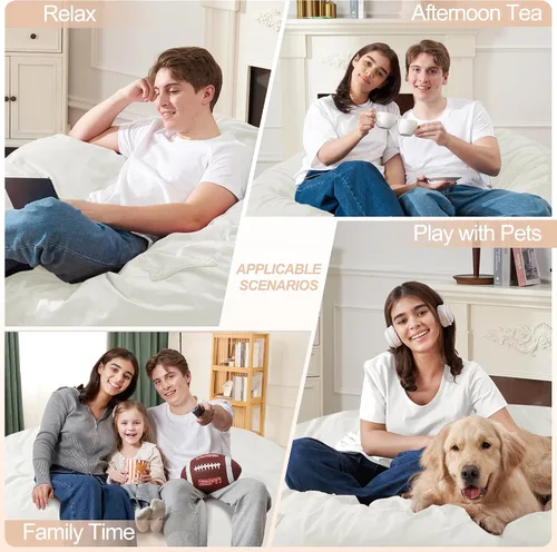 Miniatura 4 de Homguava - Sillón puff de 4 pies Sillón estilo puff grande de 4 pulgadas con relleno de espuma viscoelástica, sofá suave con funda de terciopelo Lima