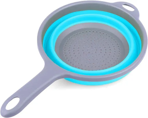 Miniatura 3 de Coladores plegables de silicona para cocina, coladores plegables con asas, colador plegable que ahorra espacio para drenar pasta, verduras (azul)