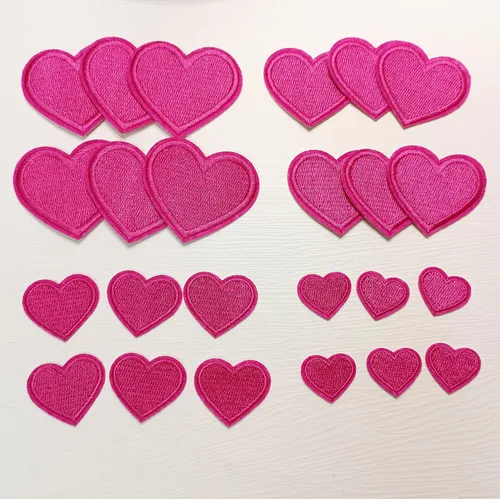 Miniatura 2 de 24 parches para planchar con corazón rosa y rosa, parches bordados con corazón para ropa, chaquetas, sombreros, mochilas, jeans 2-Rosa