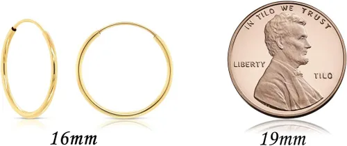 Miniatura 9 de Aretes de argolla de oro amarillo de 14 quilates flexible, de 10-18mm