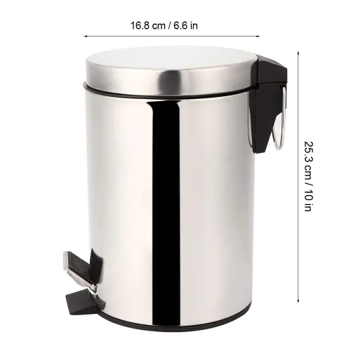Miniatura 9 de Pomya Bote de basura de acero inoxidable de 3 litros con pedal escalonado para el hogar, contenedor de basura para inodoro, baño, cocina, sala