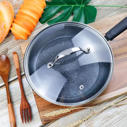 Miniatura 8 de Tapa de olla de vidrio transparente de 8 pulgadas para funda de repuesto para sartén Con mango de puente de arco de acero inoxidable plateado