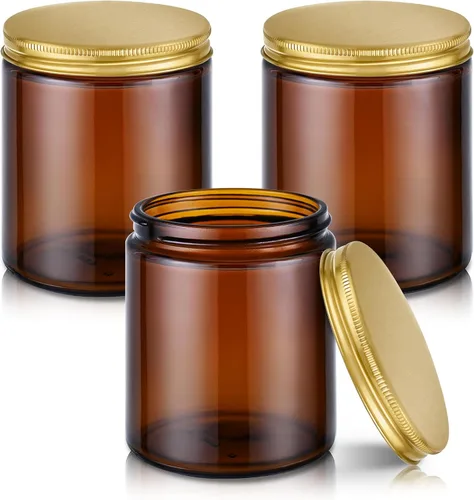 Miniatura 13 de Tecohouse Tarros de Vidrio de 8 onzas con Tapas, Juego de 3 Tarros para Velas con Etiquetas en Blanco, Vidrio Transparente de 250g, Boca Ancha