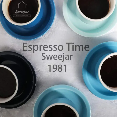 Miniatura 4 de Sweejar Juego de tazas y platillos de porcelana para expreso, tazas demitasse apilables con soporte de metal, 2.5 onzas para café con leche, café