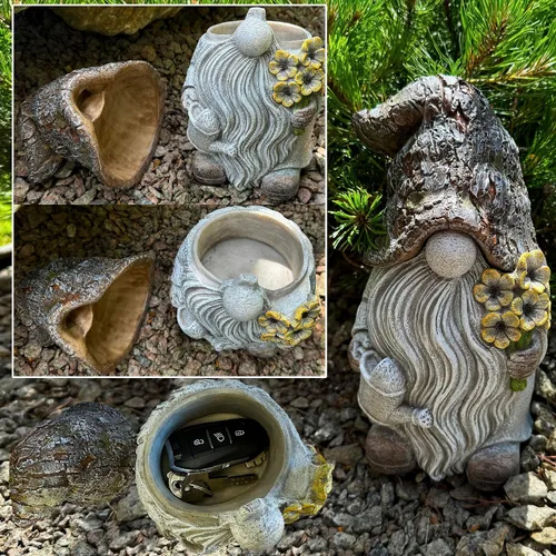 Miniatura 5 de Mood Lab Gnomo de jardín – Figura de gnomo de llave – Estatua de césped de 9.25 pulgadas – para decoración al aire libre o de la casa