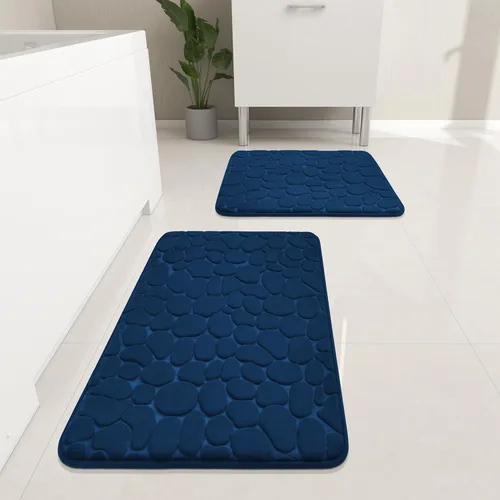 Miniatura 22 de YIHOUSE Juego de 2 tapetes de baño de espuma viscoelástica, antideslizantes, absorbentes de agua, lavables, para fregadero, inodoro y suelo Negro
