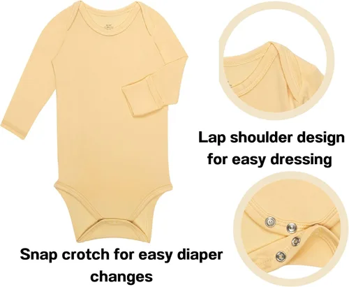 Miniatura 2 de Body para bebé con puños de manopla, rayón hecho de bambú, pijama de manga larga para niños y niñas