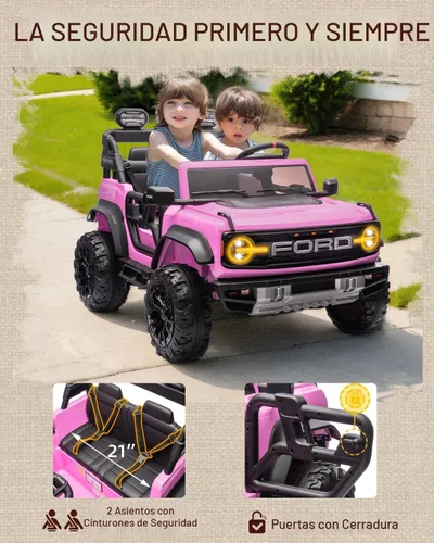 Miniatura 7 de First Ride On 24V juguetes de paseo para niños grandes, vehículos de paseo con licencia Ford Bronco Raptor de 2 plazas con control remoto, camión