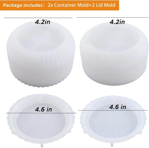 Miniatura 4 de 2 moldes de resina para tarros grandes con tapa, caja de resina de silicona, molde cilíndrico para resina epoxi, joyería, portavelas, organizador