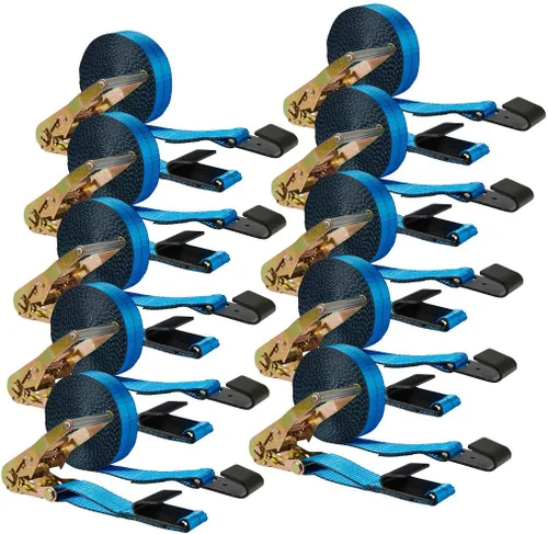 Miniatura 12 de Mytee Products Correas de amarre de trinquete con ganchos planos, 2 pulgadas x 20 pies amarillos 10,000 libras de resistencia a la rotura
