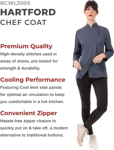 Miniatura 3 de Chef Works Abrigo de chef Hartford Cool Vent para mujer
